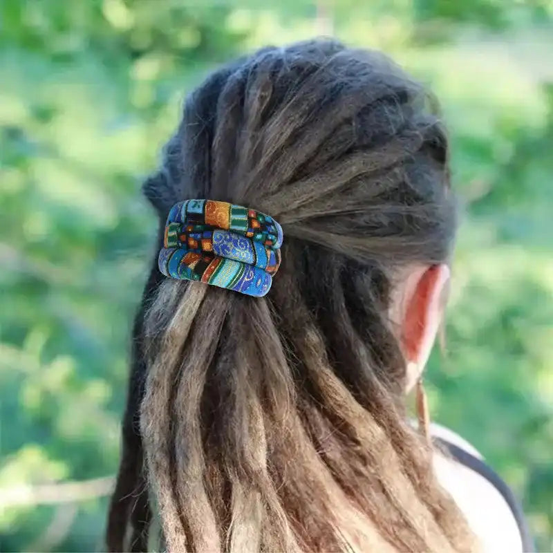 Boho Bendable Hair Bands – Colorful Ethnic Style Wraps for Locs, Braids & Ponytails - Loc vibes only