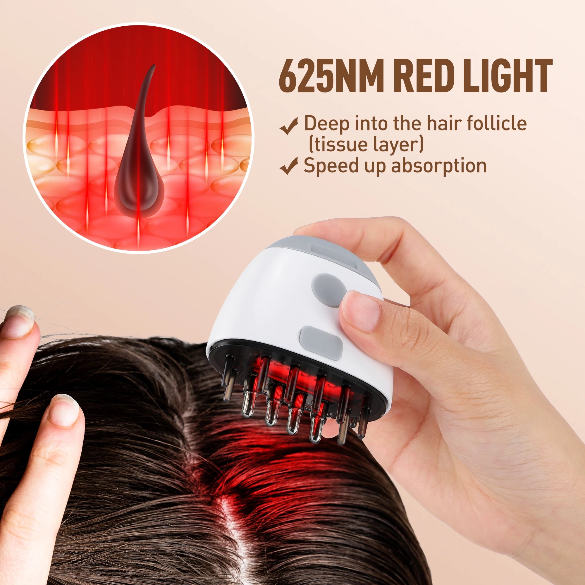 Electric Scalp Massage Brush – Red Light Therapy Hair Growth Comb - Loc vibes only