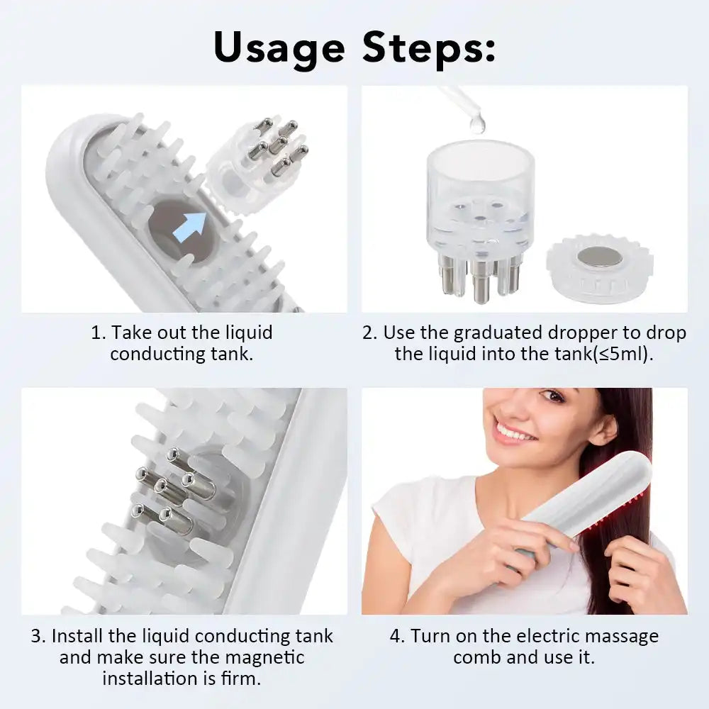 Electric Scalp Massage Brush – Red Light Therapy Hair Growth Comb - Loc vibes only