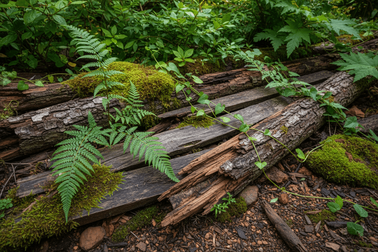 woody and earthy with plant life